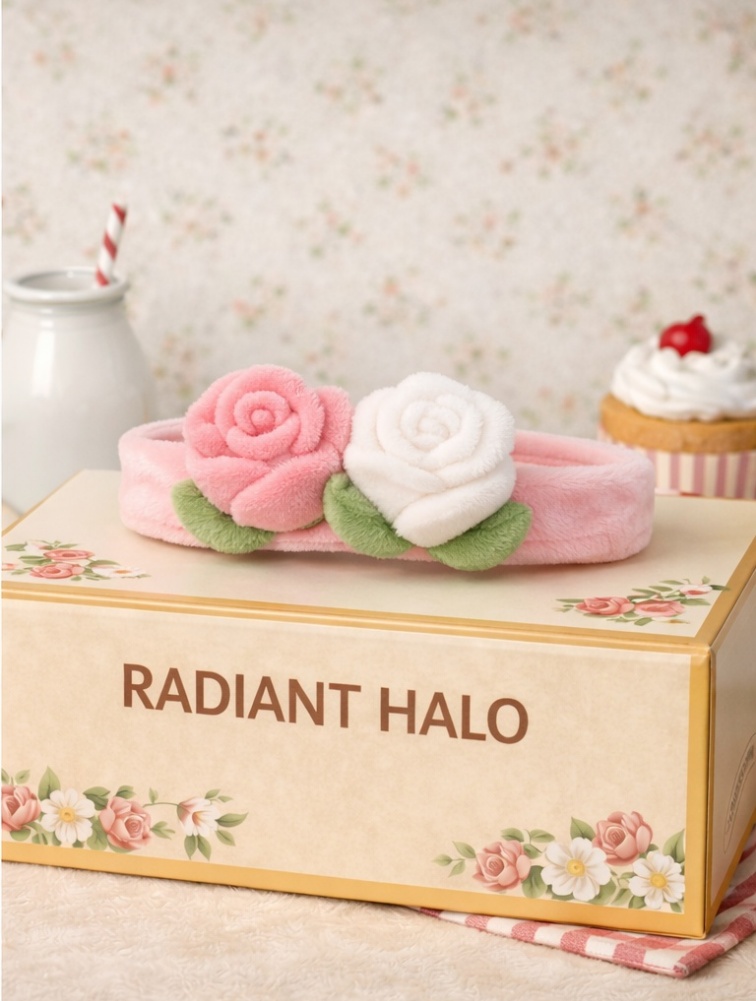 Radiant Halo Diadema de Flores Rosas Blancas y Rojas para Bebé - Accesorio Suave y Elegante para el Uso Diario y Sesiones Fotográficas