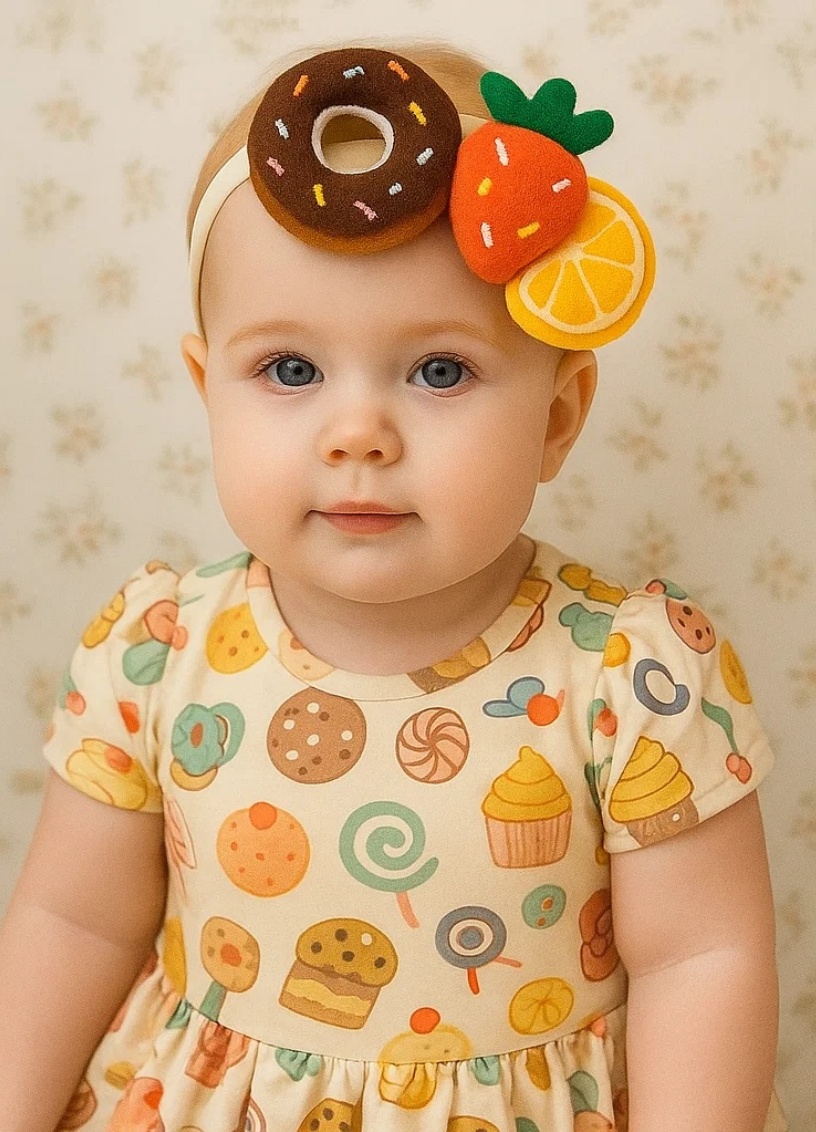 Donut Strawberry Citrus Baby Plush Headband