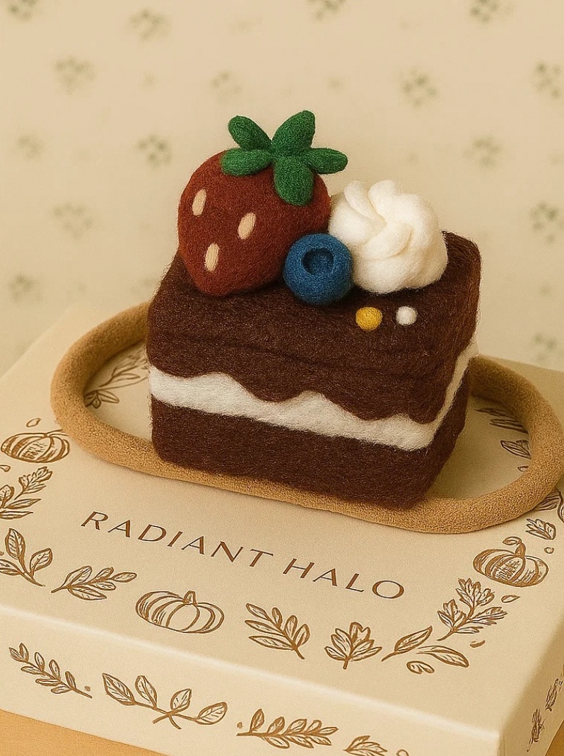 Serre-tête bébé gâteau fraise et chantilly en peluche