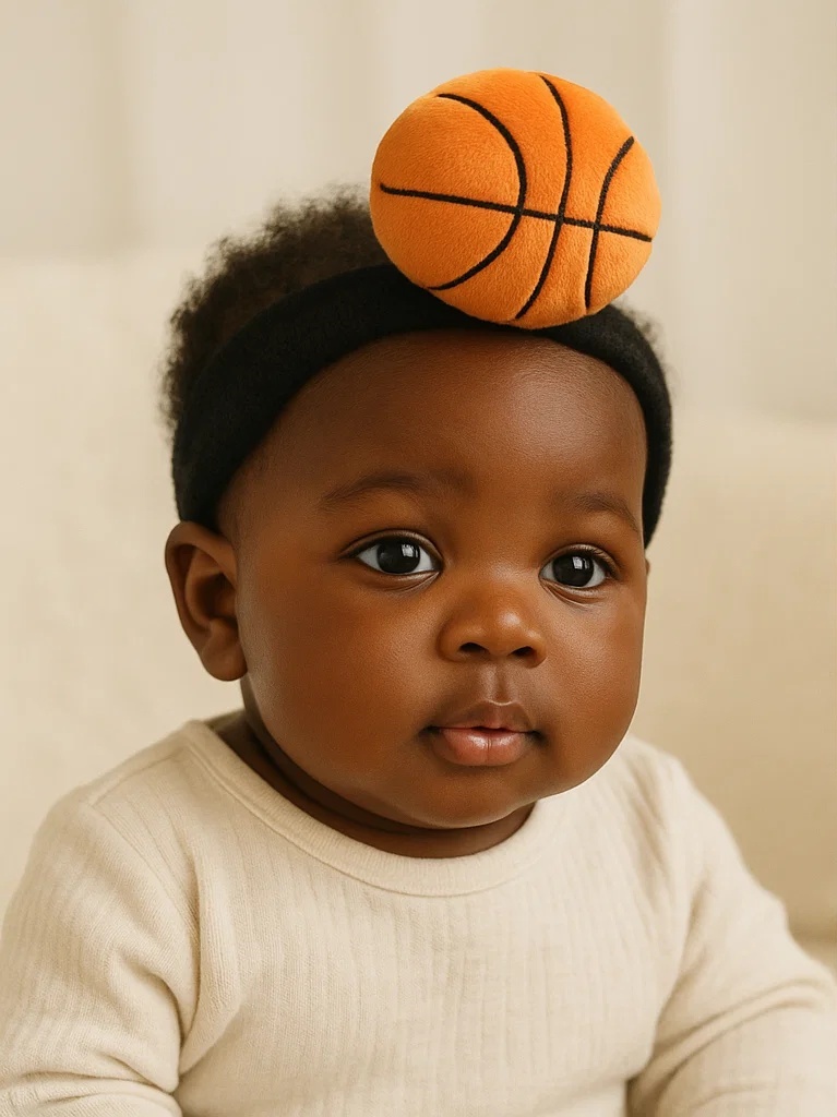 Faixa de cabelo para bebê estilo basquete – Acessório confortável e fofo