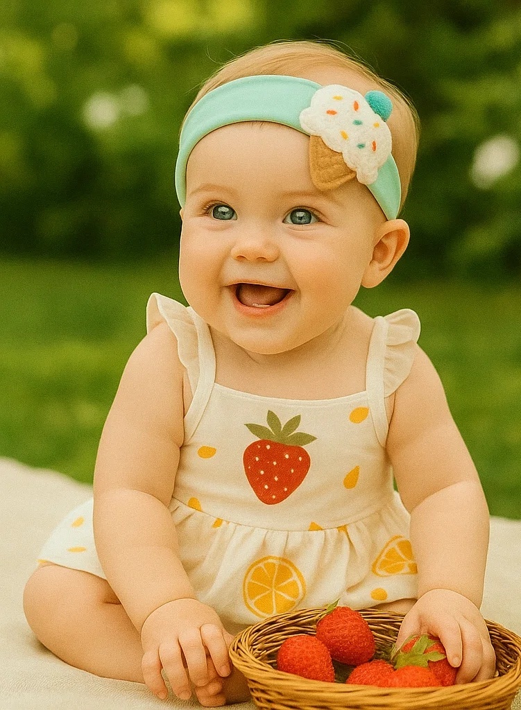 Ice Cream Sprinkle Baby Headband with Cherry Top