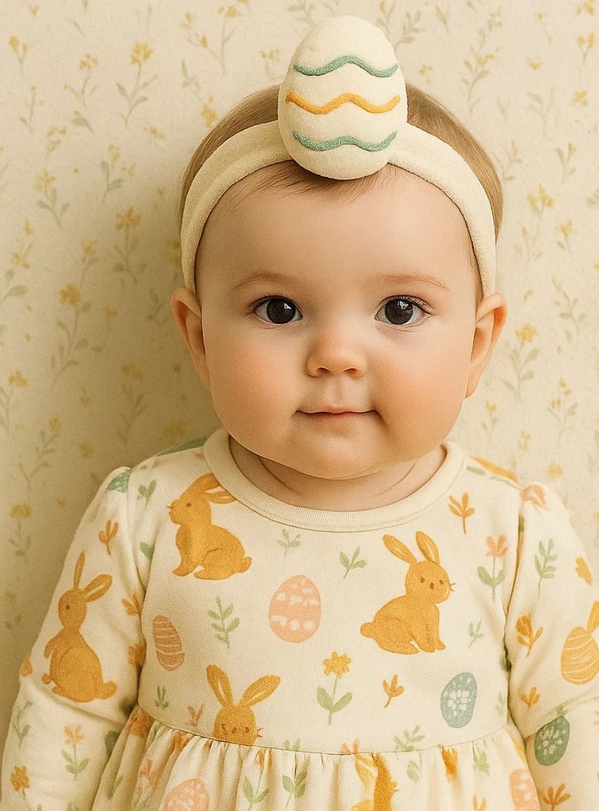 Vintage Floral Bunny Baby Headband – Radiant Halo Pastel Plush Accessory