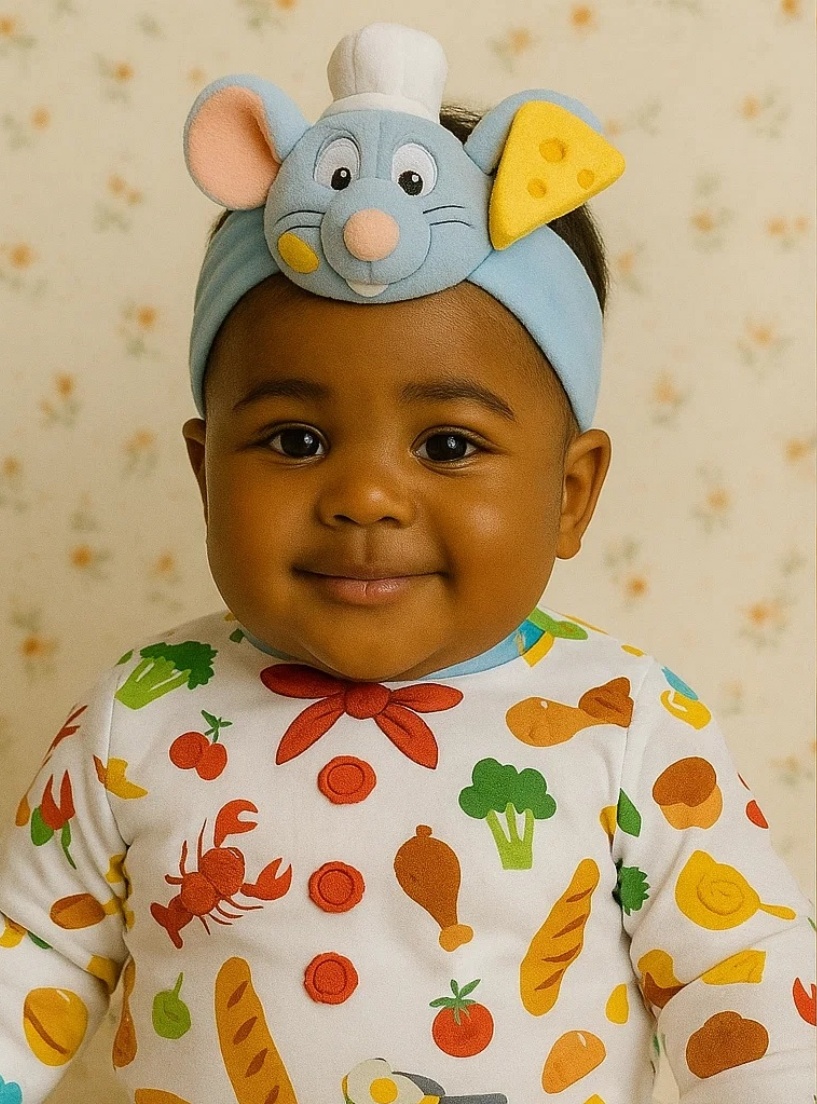 Creative Chef Rat and Cheese Baby Headband – A Fun and Food-Themed Accessory for Little Chefs!