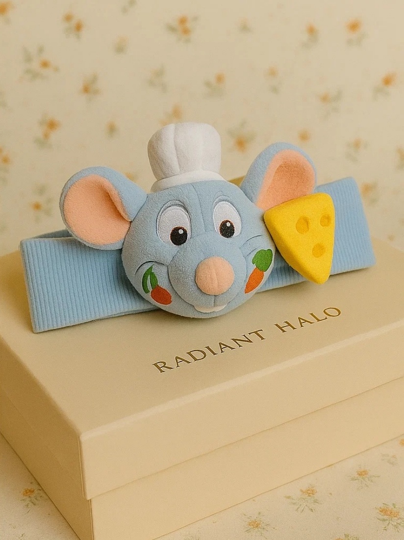 Creative Chef Rat and Cheese Baby Headband – A Fun and Food-Themed Accessory for Little Chefs!