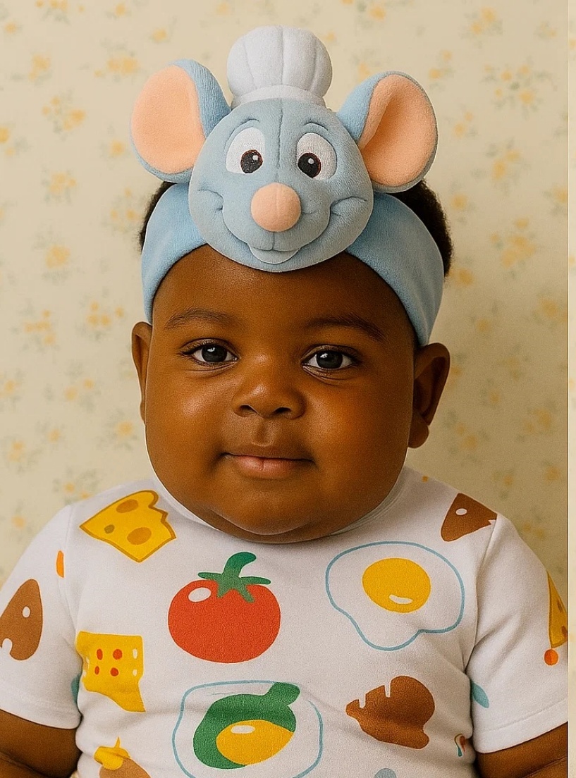 Chef Rat and Cheese Baby Headband – A Whimsical and Tasty Accessory for Little Ones!