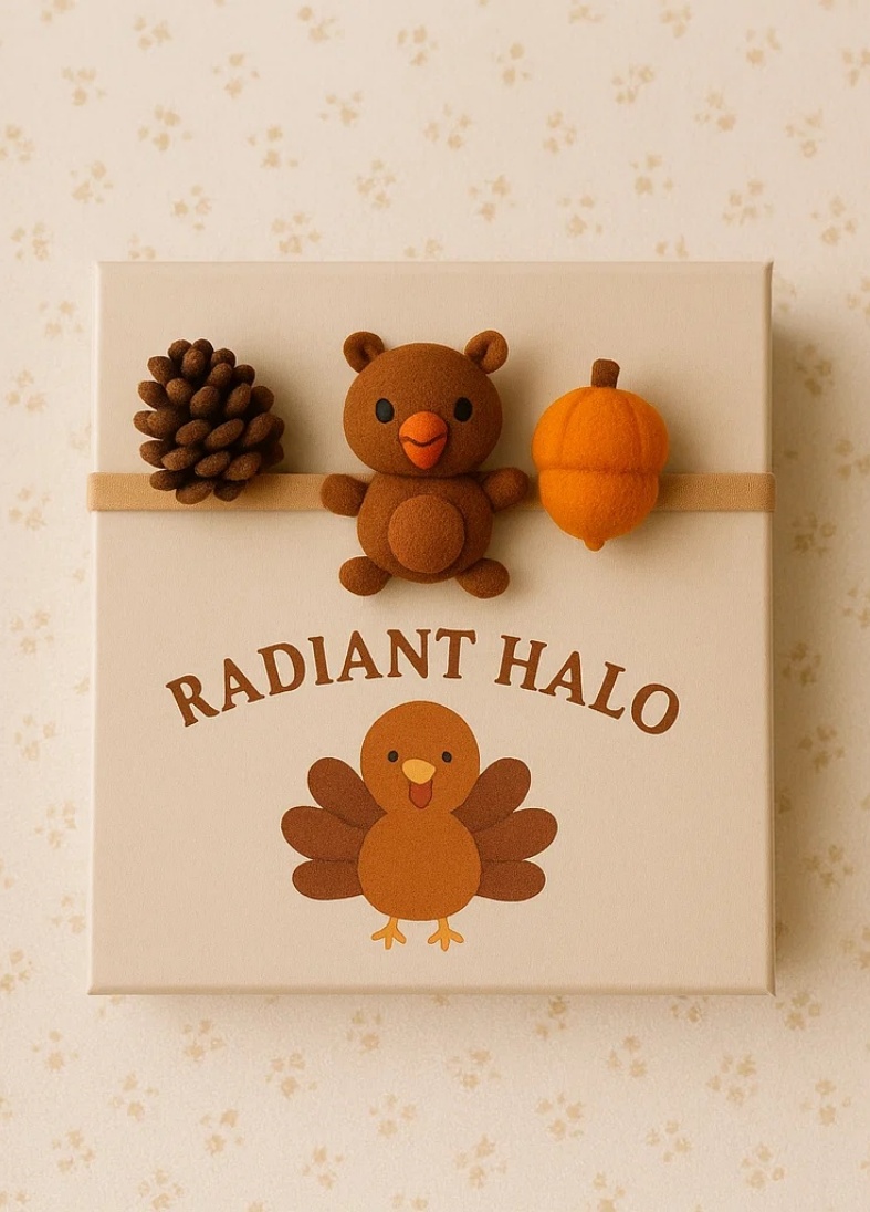 Autumn Pumpkin & Bear Baby Headband – Cozy Thanksgiving Felt Forest Band