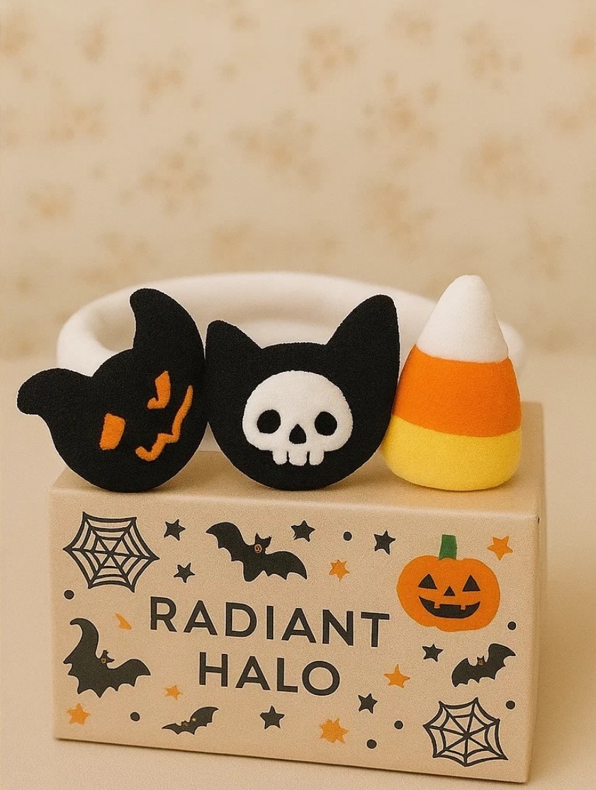 ラディアント・ハロー ハロウィン ベビーヘッドバンド かぼちゃ・黒猫・キャンディコーン付き