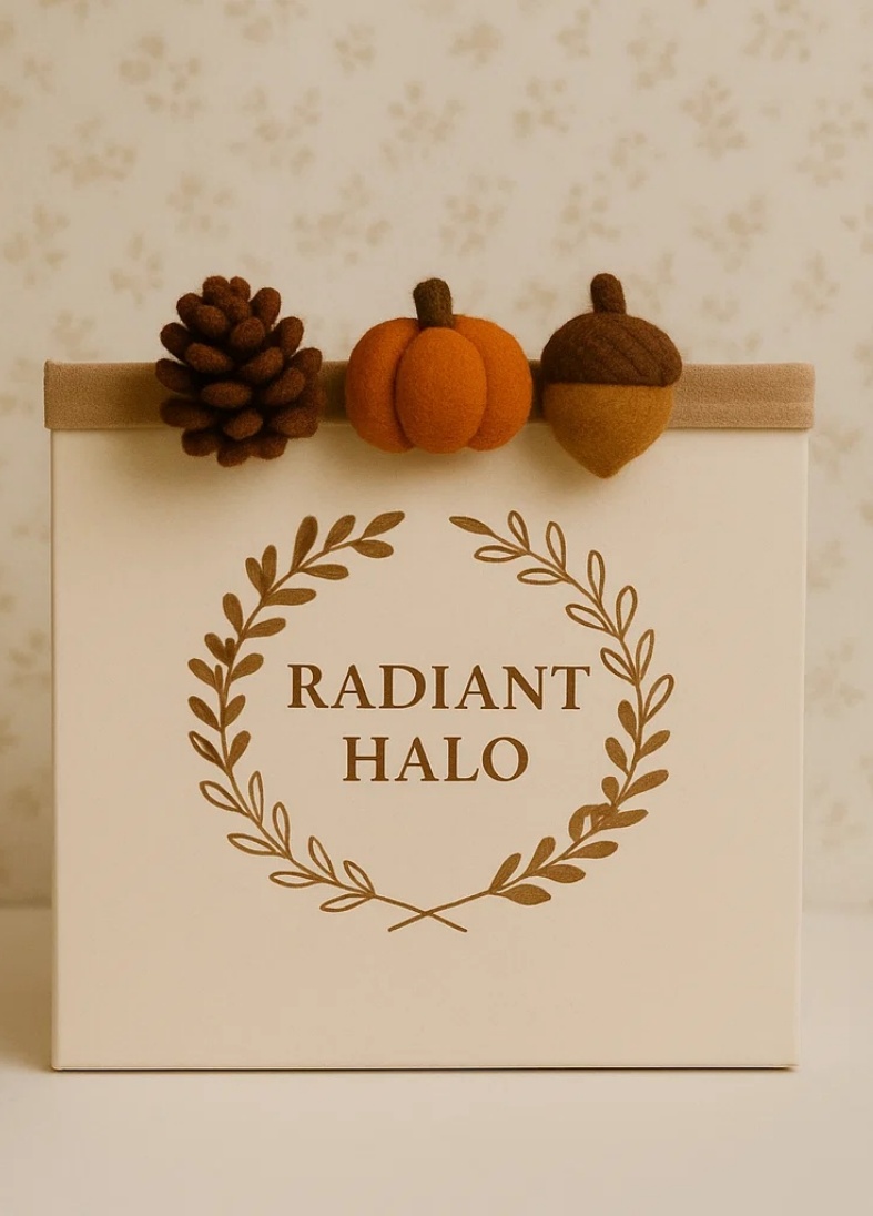 Harvest Trio Baby Headband – Pumpkin, Acorn & Pinecone Autumn Felt Crown