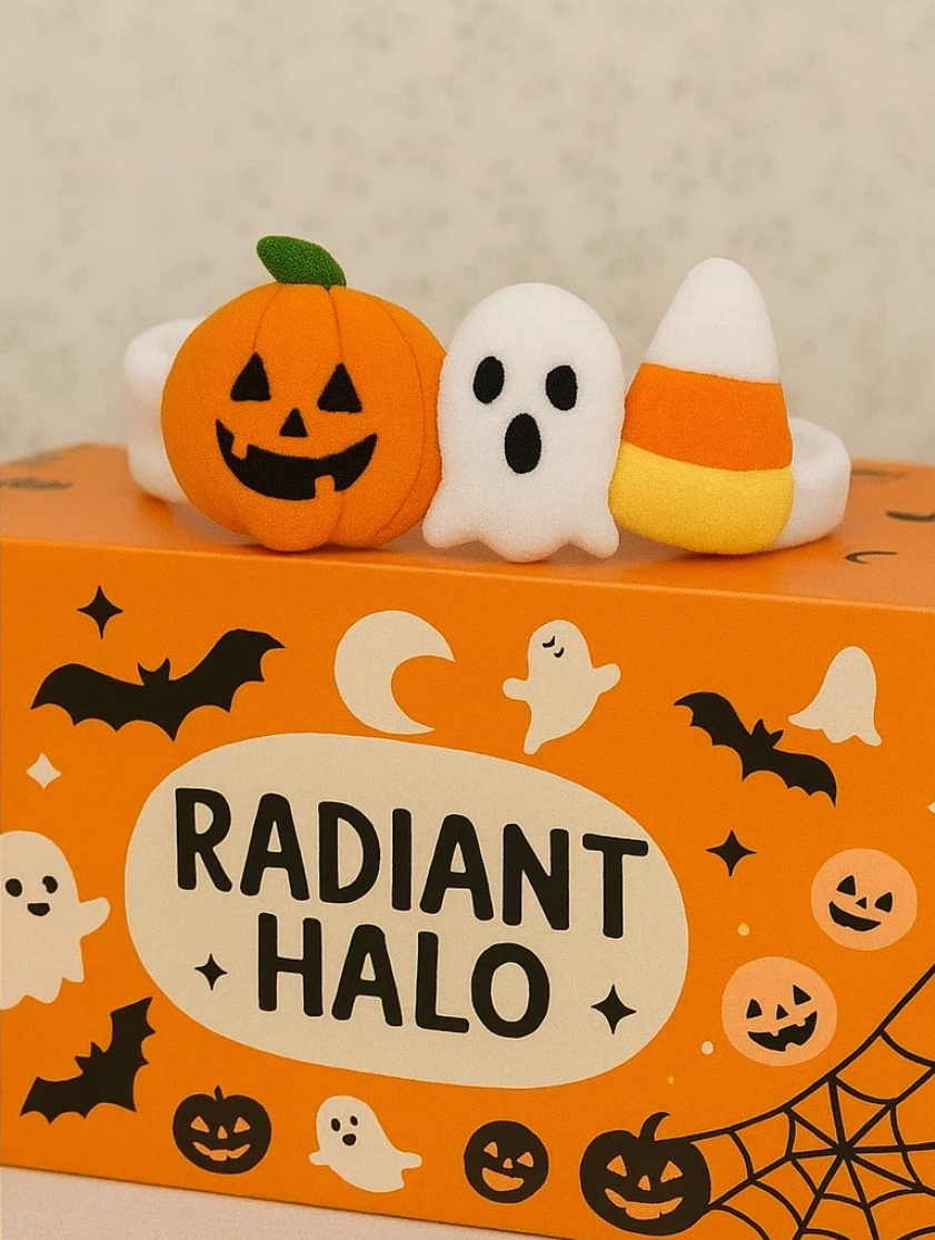 Radiant Halo Diadema para Bebé de Halloween con Calabaza, Fantasma y Dulce de Maíz