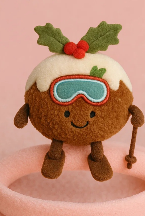 Skiing Pudding Plush Baby Headband | Winter Sports Cartoon Soft Fleece Infant Hair Accessory