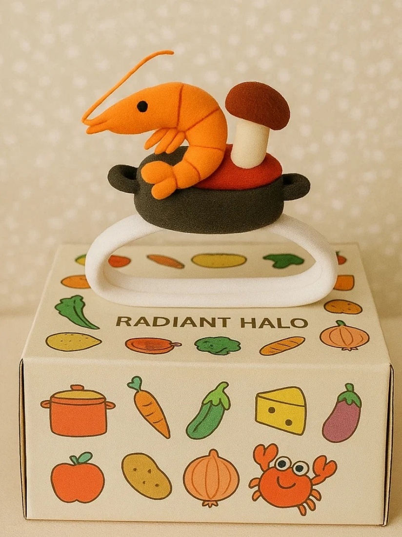 Creative Chef Baby Headband with Shrimp, Crab, and Mushrooms in a Cooking Pot