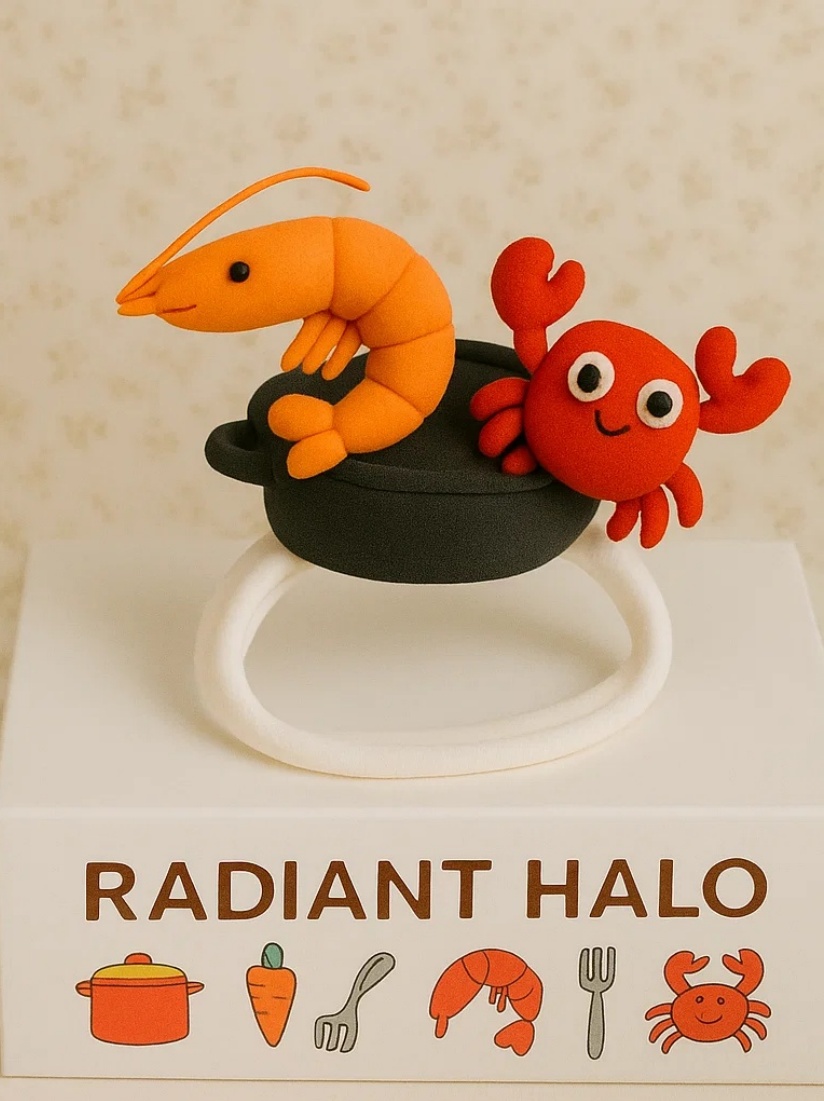 Shrimp and Crab Baby Headband in a Cooking Pot – Perfect Accessory for Little Chefs!