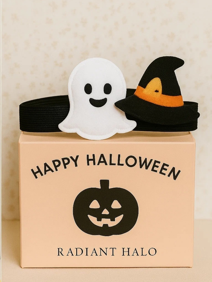 Adorable Baby Halloween Headband – Ghost and Witch Hat Design for Festive Photoshoots