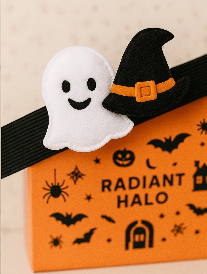 Colorful Baby Halloween Headband with Ghost & Pumpkin – Perfect for Party and Dress-up