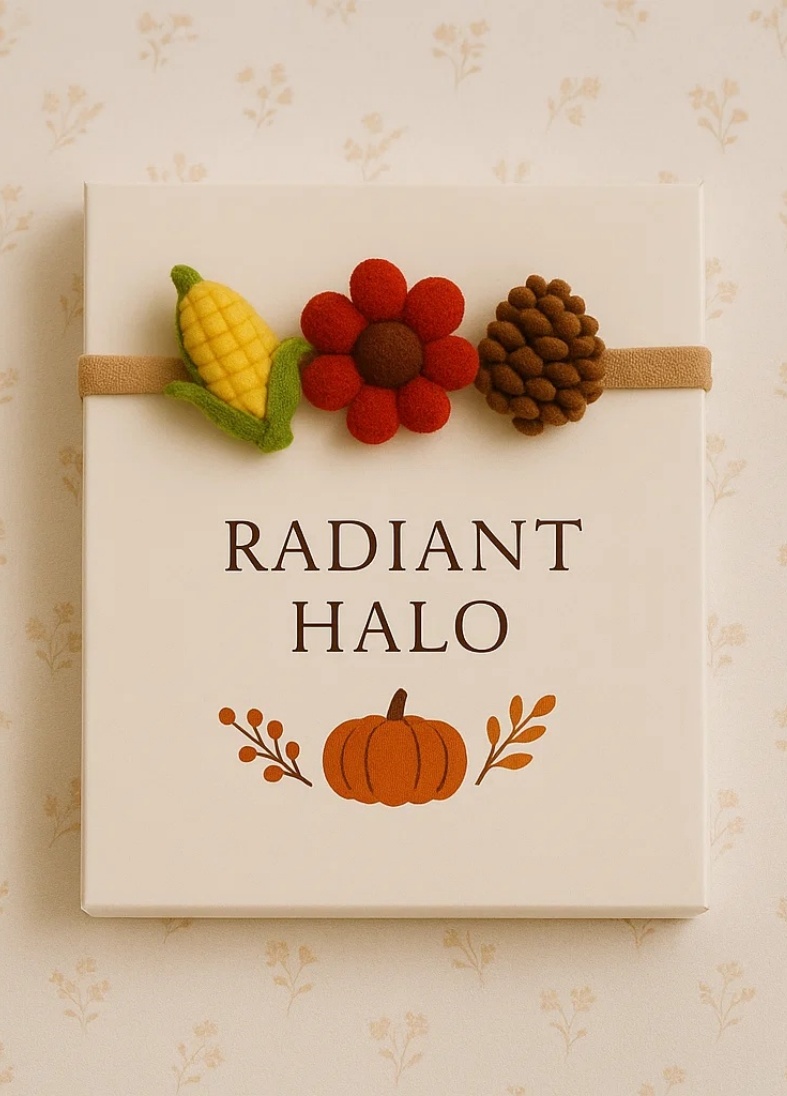 Sunflower Corn Felt Baby Headband with Thanksgiving Turkey Gift Box – Autumn Party Headwear