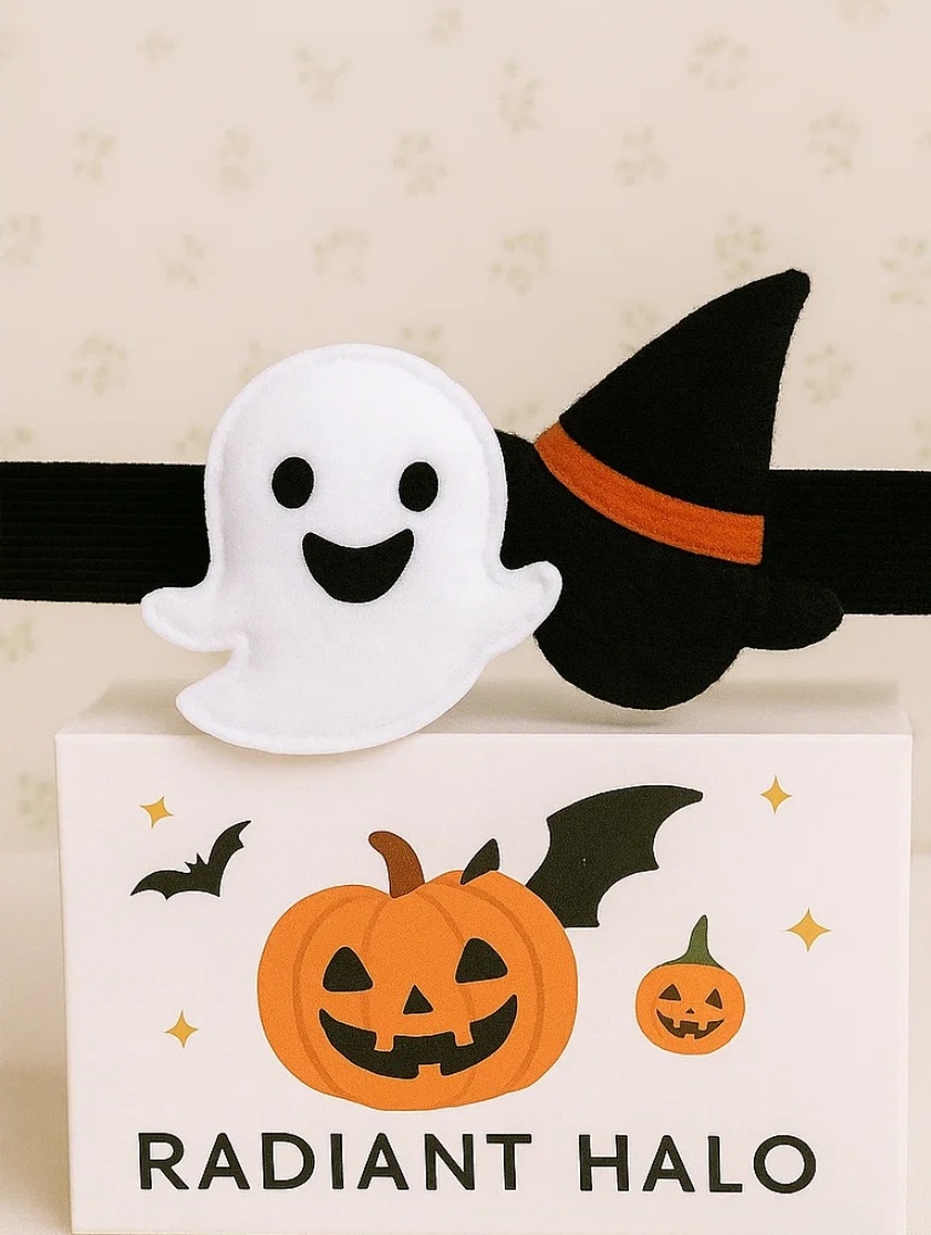 Halloween Baby Stirnband – Mit Geist und Hexenhut, Weich und Bequem für Neugeborene