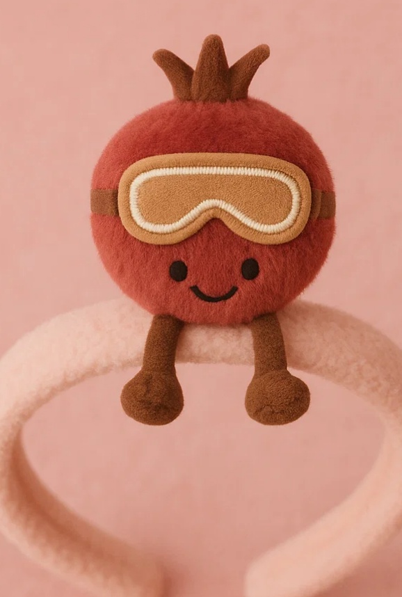 Diadema de Peluche de Granada con Gafas | Accesorio de Pelo Suave y Tierno para Bebé