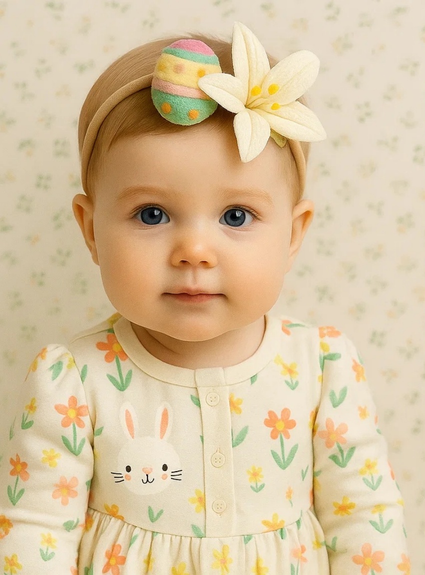 Floral Charm Baby Easter Headband – Spring Delight