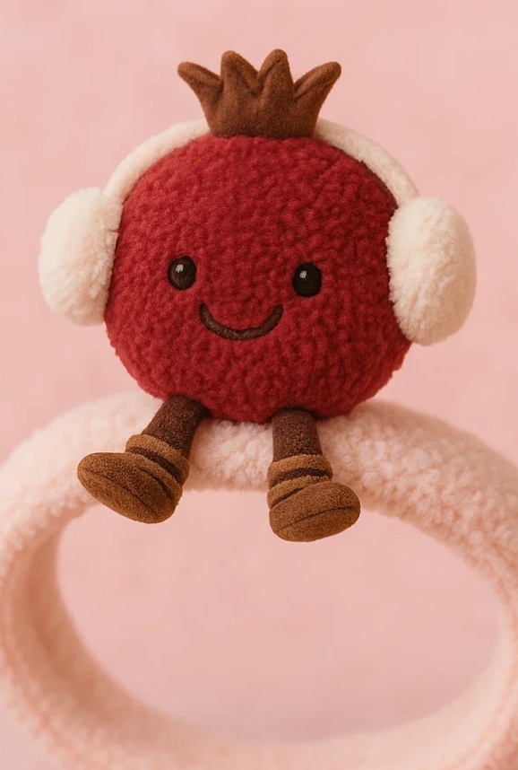Bandeau Bébé en Peluche Grenade avec Cache-Oreilles | Accessoire Hiver Doux et Mignon