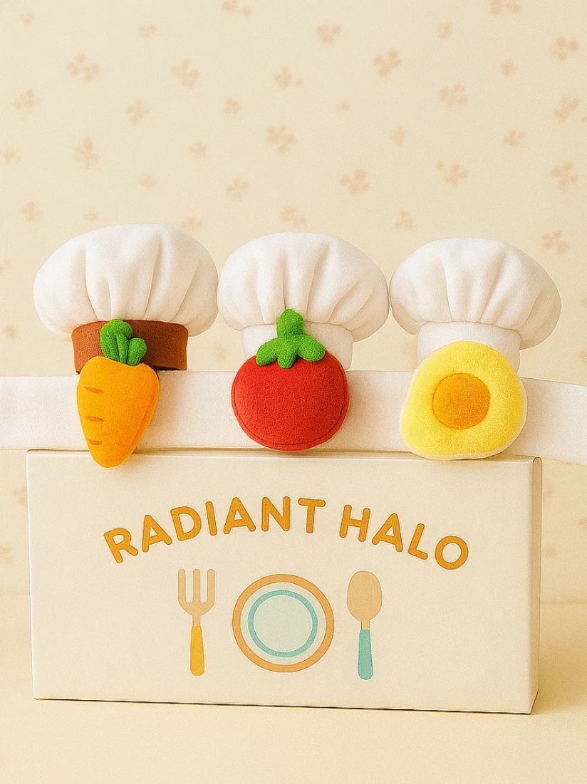 Adorable Diadema de Chef para Bebés con Pizza, Huevo y Fresas – ¡Un Regalo Delicioso para Tu Pequeño Chef!