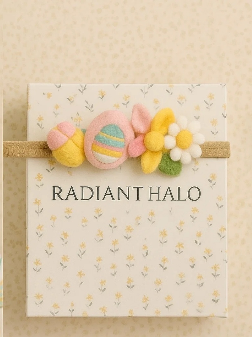 Striped Pastel Easter Eggs & Flower Headband – Sweet Baby Accessory