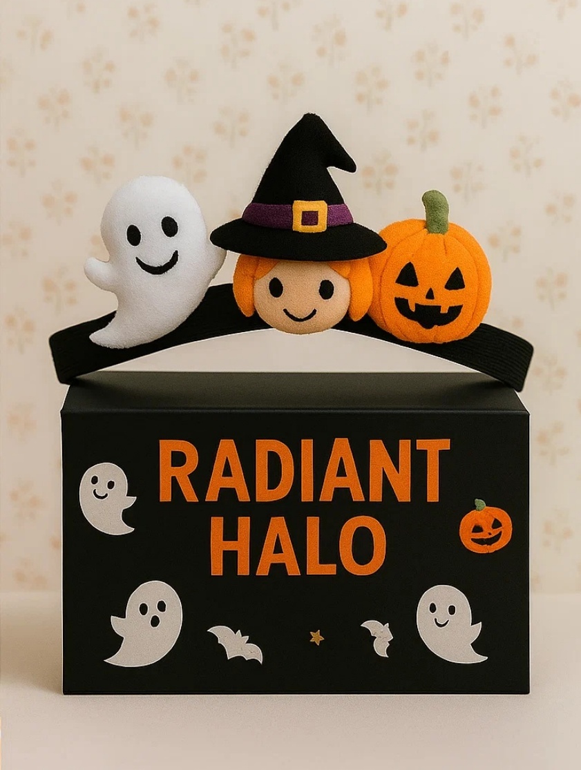 Adorable Baby Headband with Witch Riding Broom and Ghost – Halloween Dress-up Hairband
