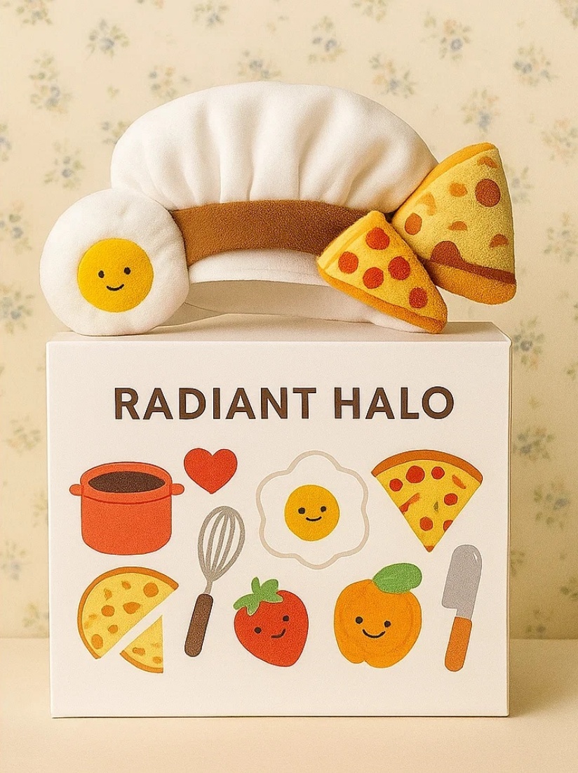 Creative Chef Baby Headband with Pizza, Egg, and Strawberry Designs—A Tasty Delight for Your Little Chef!