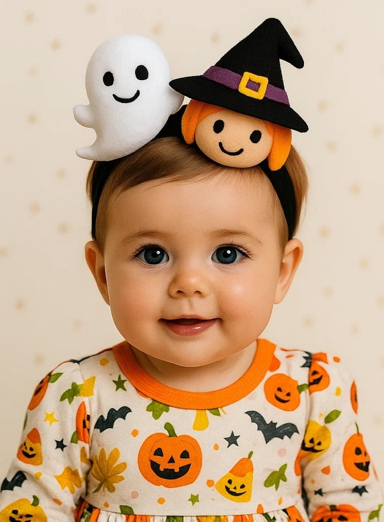 Halloween Baby Hairband with Cute Witch – Soft and Comfortable Costume Accessory