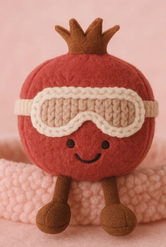 Faixa de Cabelo de Pelúcia para Bebê com Romã e Óculos | Acessório Macio e Fofo de Inverno para Crianças