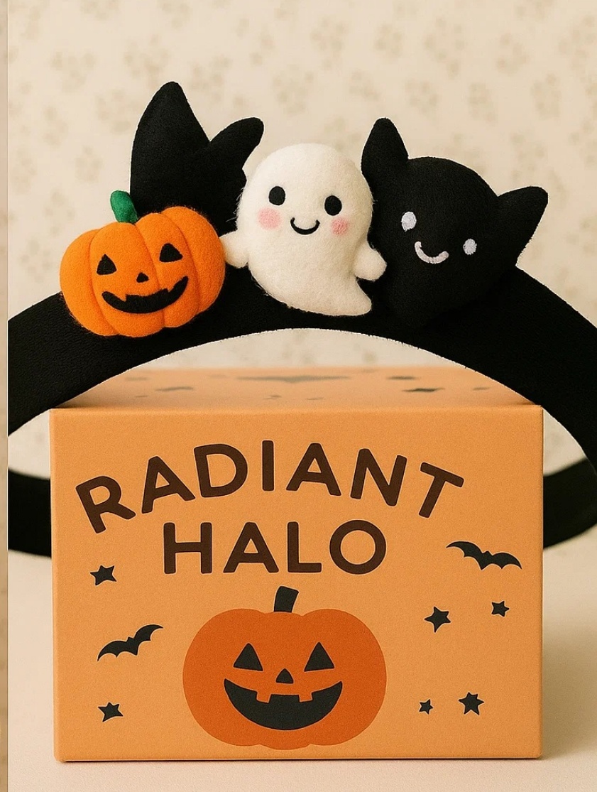 Baby Halloween Headband with Skull, Star & Pumpkin – Festive Soft Hair Accessory