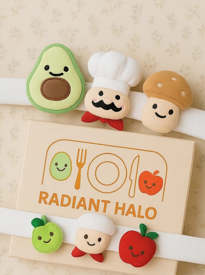 Adorable Chef Baby Headband with Avocado, Mushroom, and Apple Designs!