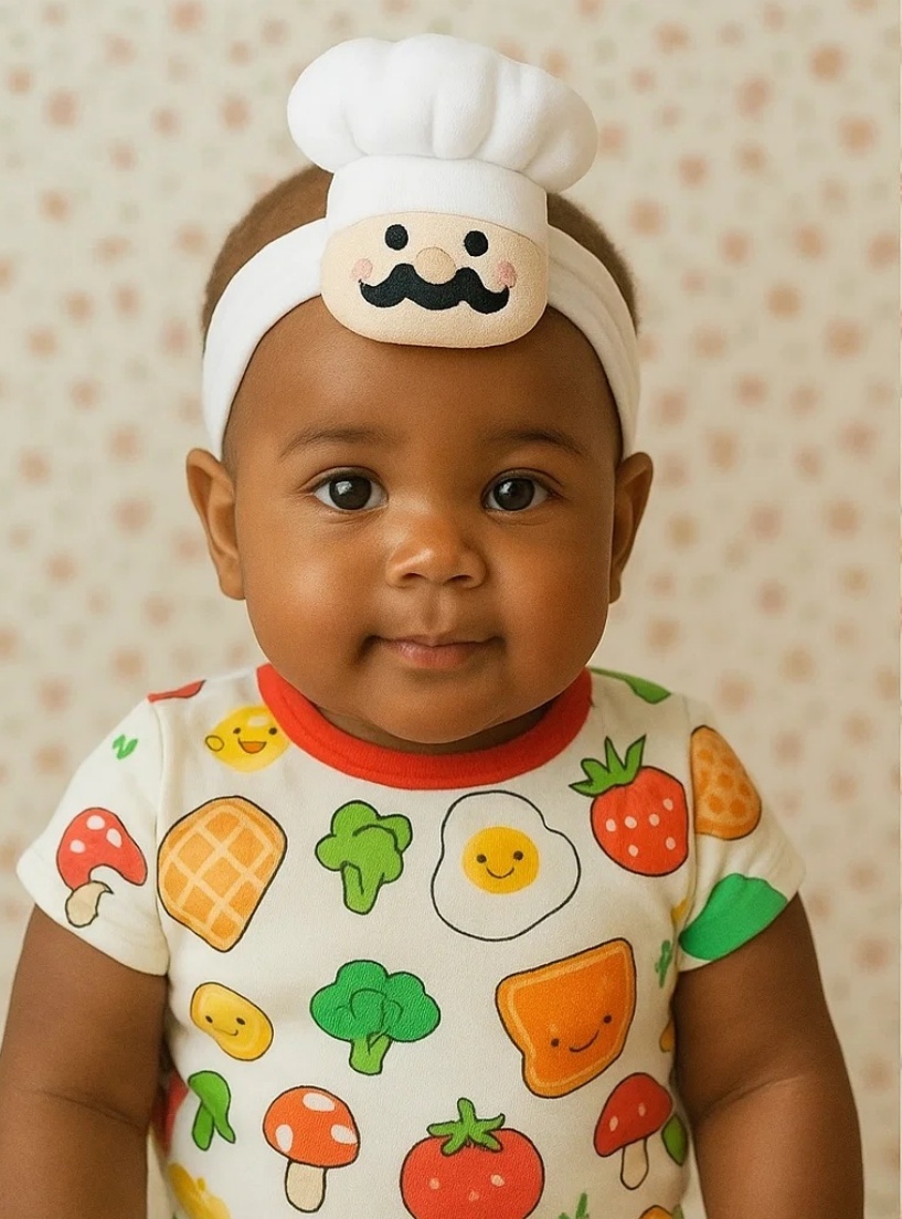 Chef-Inspired Baby Headband with Mushrooms, Carrots, and More!