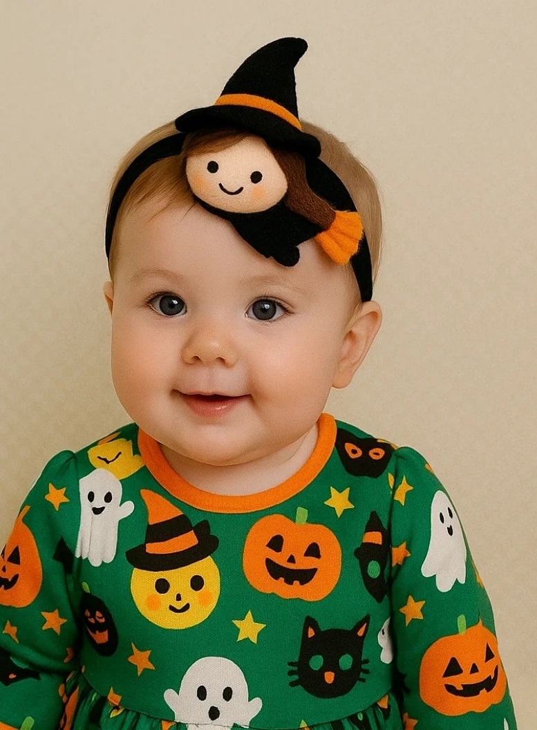 Halloween Baby Stirnband mit süßer Hexe
