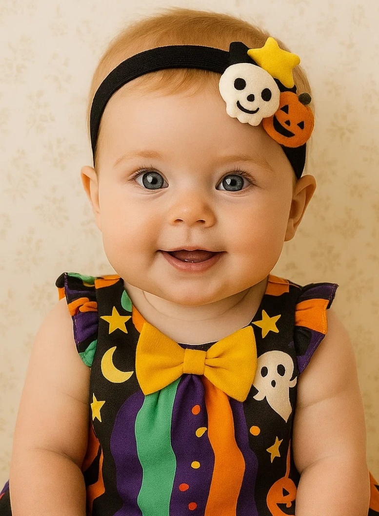 Diadema de Calabaza y Calavera para Bebé – Diseño Festivo de Halloween