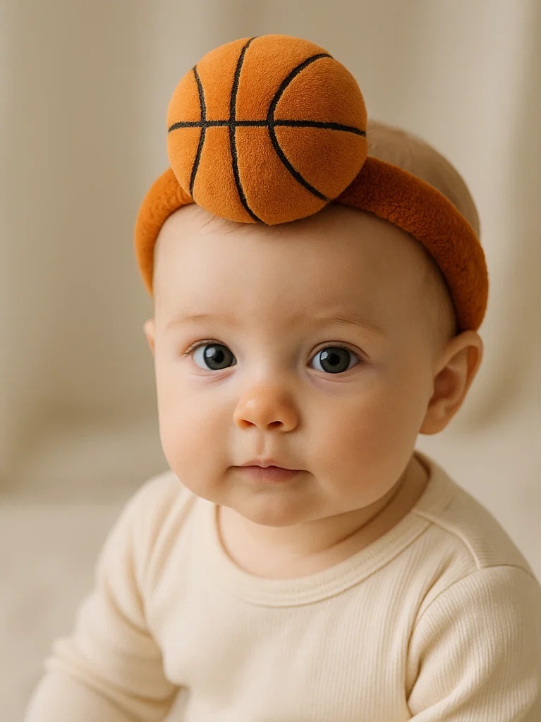 Kojenecká čelenka s basketbalovým míčem – Pohodlný a roztomilý doplněk