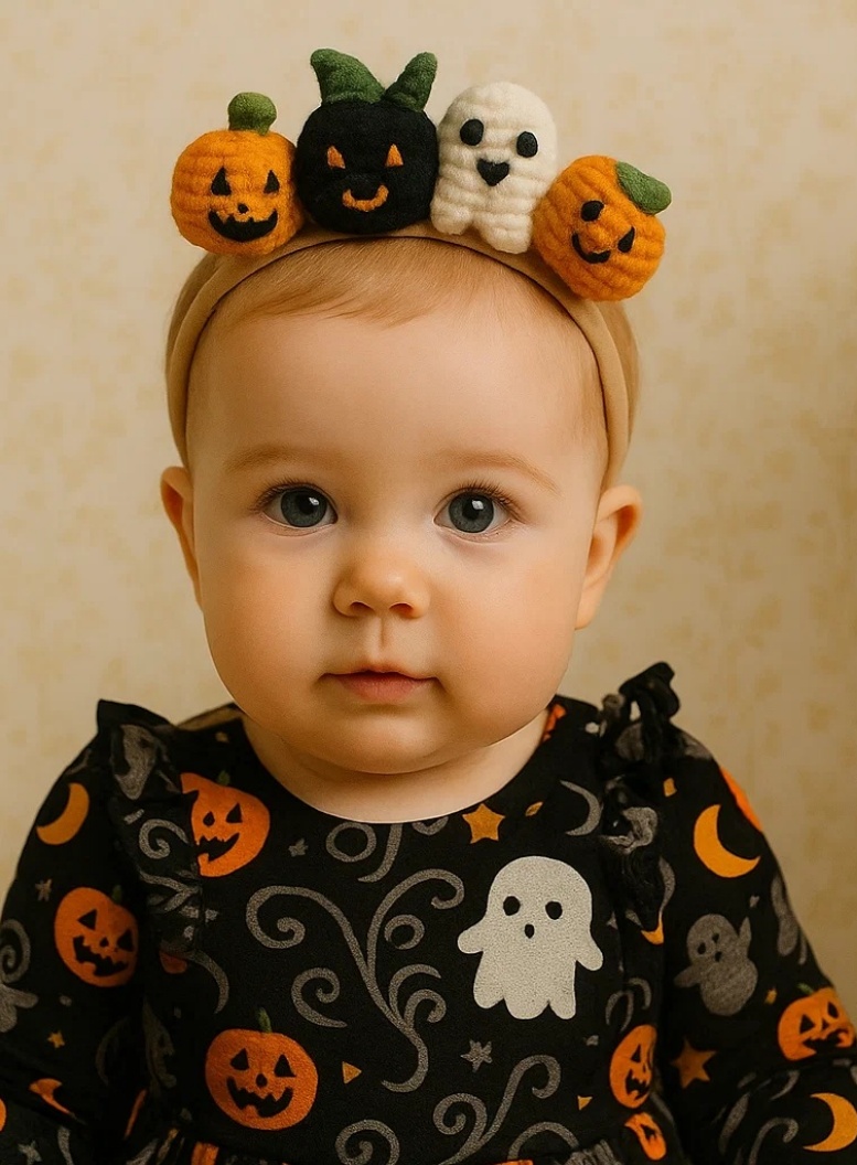 Halloweenský dětský čelenka s pavučinou, dýní a duchy - Perfektní strašidelný doplněk pro Halloween