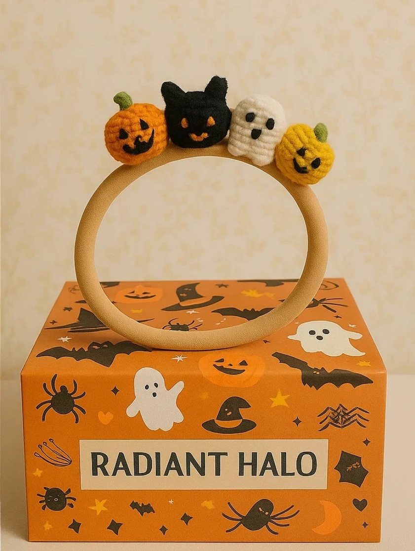 Halloweenský dětský čelenka s pavučinou, dýní a duchy - Perfektní strašidelný doplněk pro Halloween