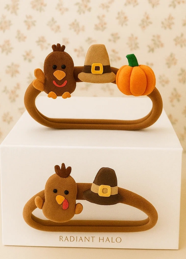 Diadema de bebé con pavo de peluche, calabaza y piña – Accesorio de fotos de otoño adorable