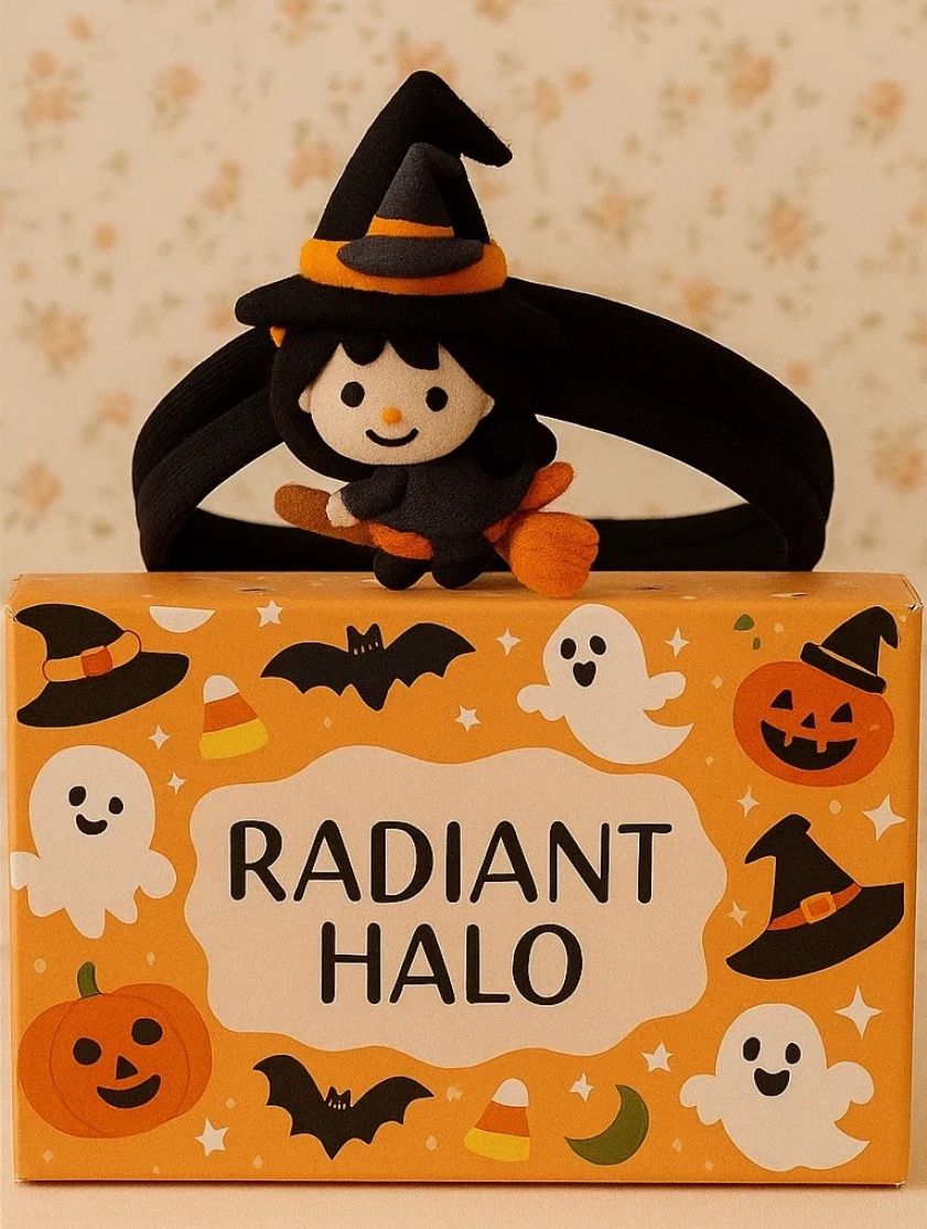 Bandeau bébé Halloween avec petite sorcière