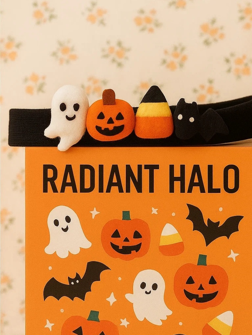 Faixa de Cabelo para Bebê Halloween - Fantasma e Abóbora