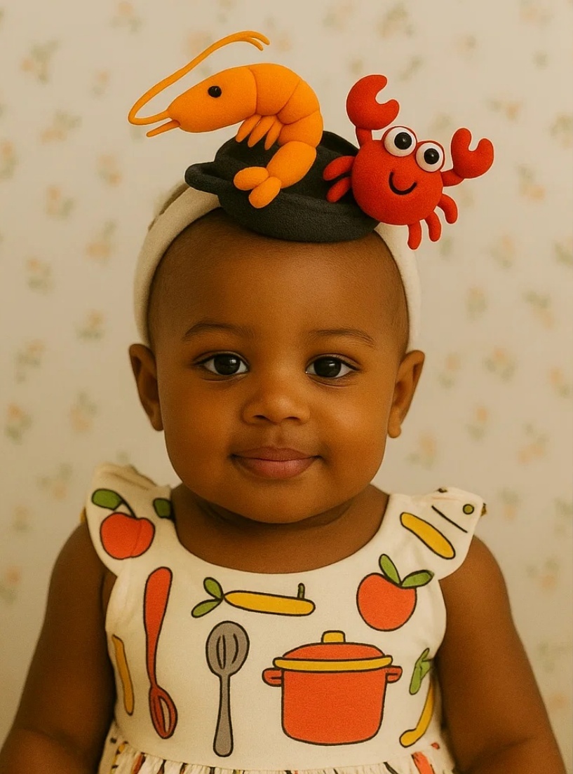 Meeresfrüchte Eintopf Baby Haarschmuck mit Garnelen und Krabben - Radiant Halo