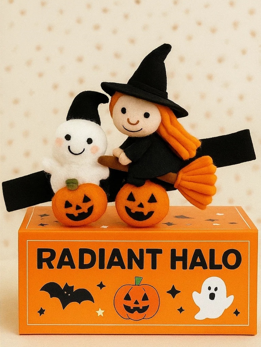 Charming Halloween Headband for Baby with Witch and Ghost Figurines