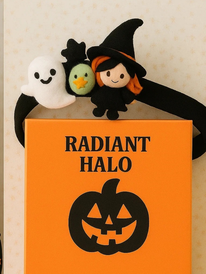 Adorable Baby Headband with Witch, Ghost, and Pumpkin Charms for Halloween