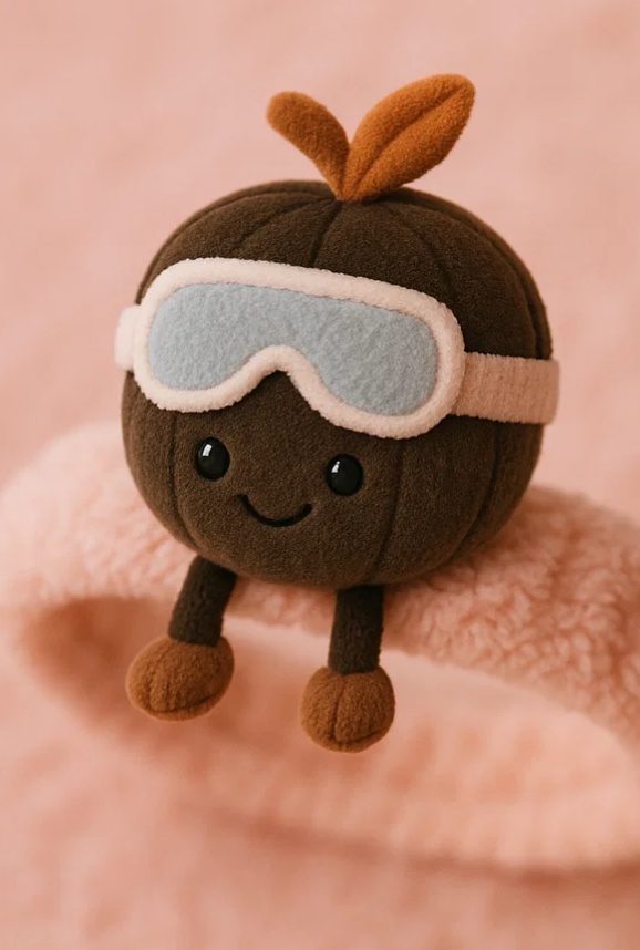 Plush Baby Headband with Brown Sprout and Goggles | Cute Winter Cartoon Fleece Infant Hairband