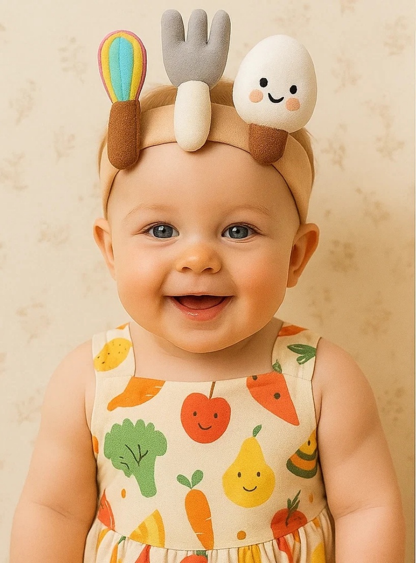 Colorful Kitchen Utensils and Food Ingredients Baby Headband - Radiant Halo