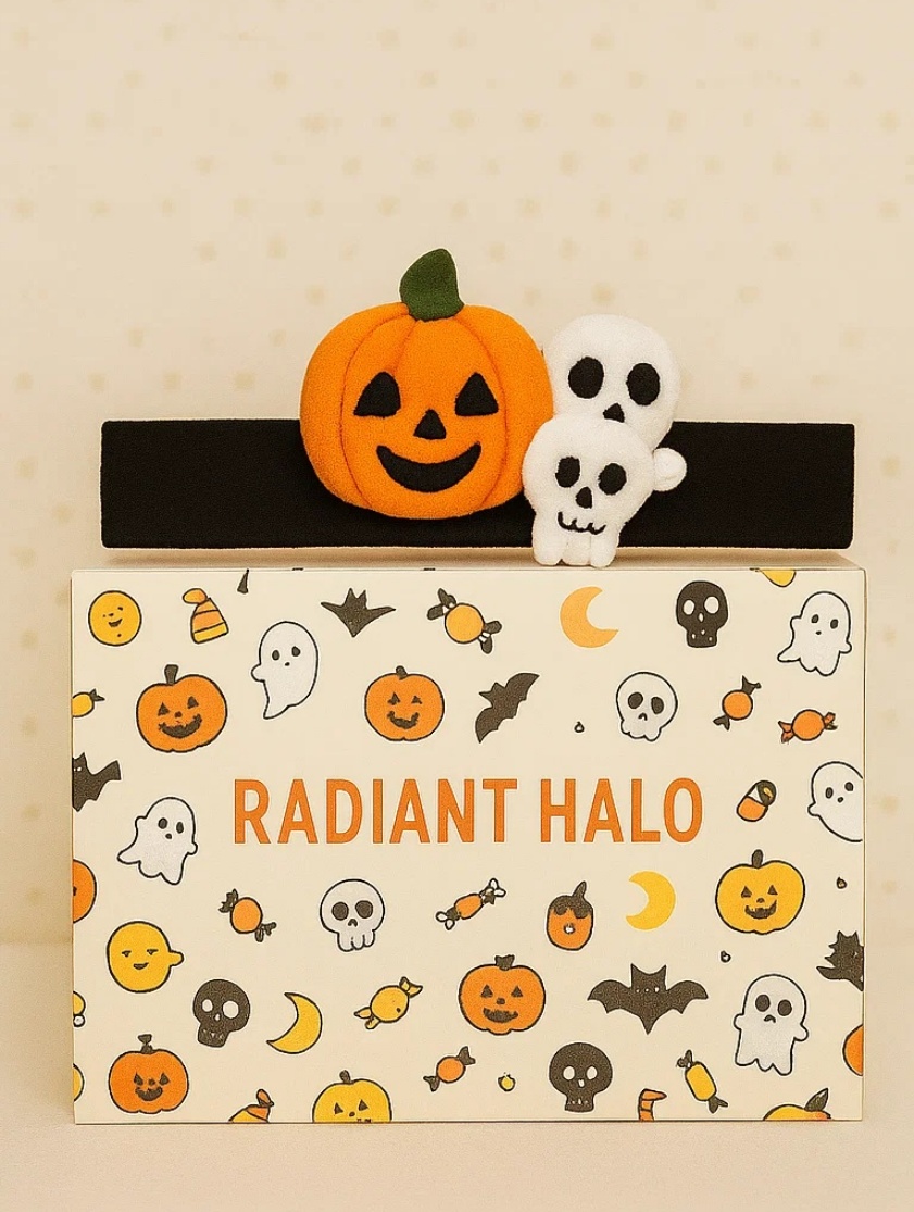 Adorable Halloween Baby Headband with Pumpkin and Ghost Charms