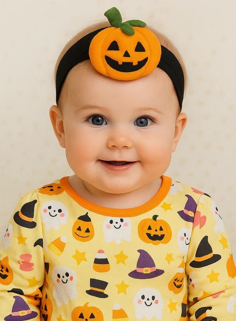 Festive Baby Headband with Pumpkin, Ghost, and Star for Halloween