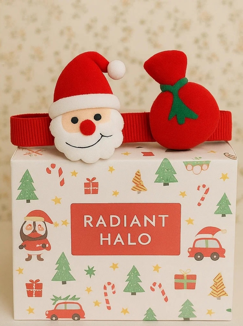 Santa & Gift Bag Christmas Baby Headband | Soft Holiday Hair Accessory