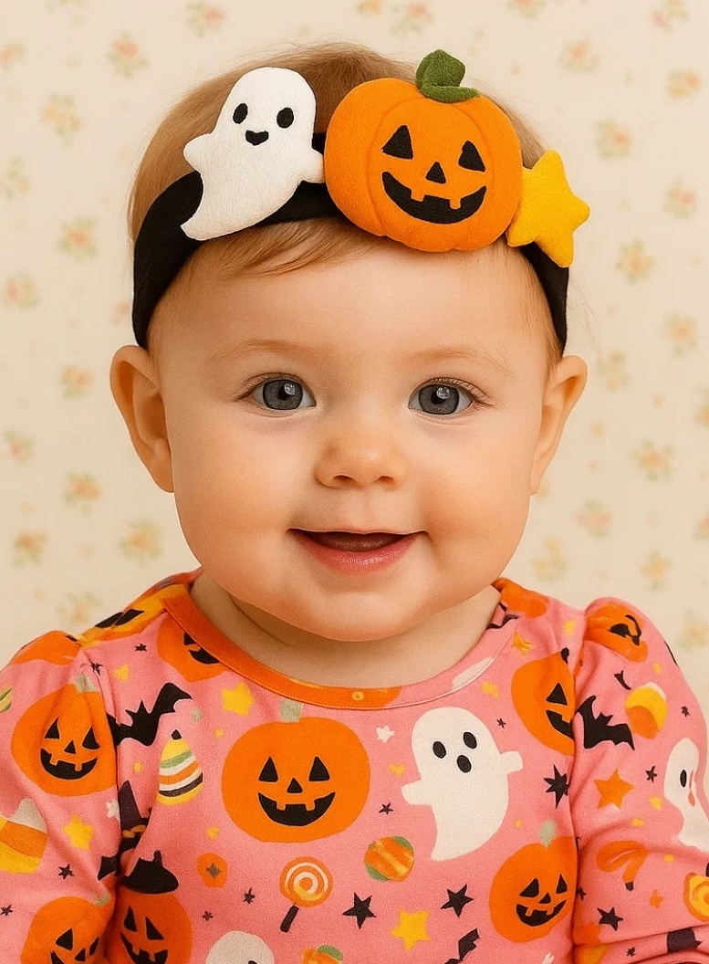 Pumpkin and Ghost Baby Headband for Halloween Celebrations