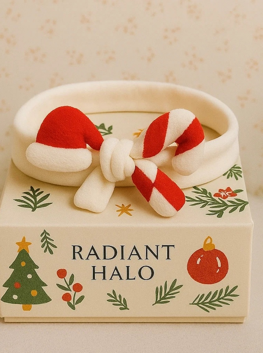 Candy Cane & Santa Knot Baby Headband | Christmas Plush Newborn Hairband